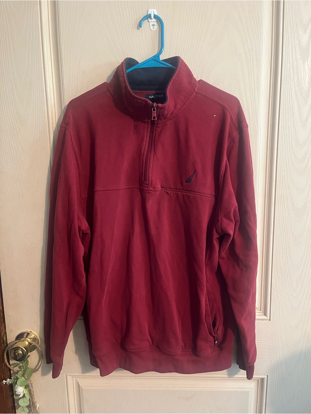 Nautica Red Half-Zip Pullover with Black Trim